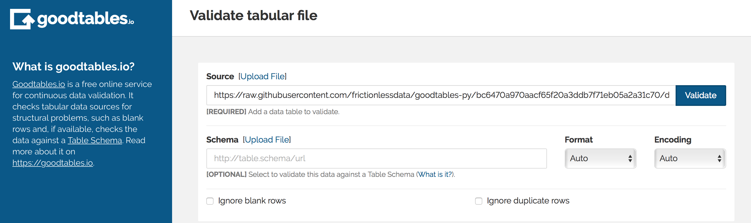Add dataset link in the Source field, or select the Upload file option