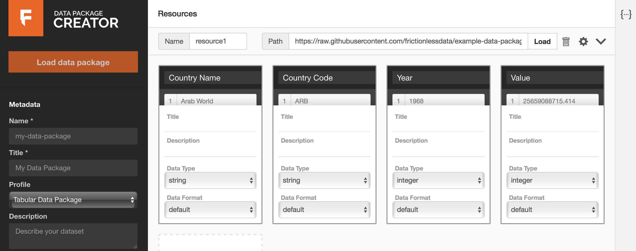 all fields inferred from your data resource